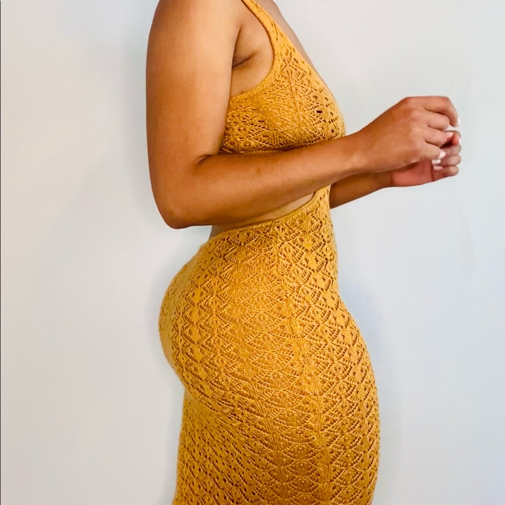 Golden Knit Backless Dress